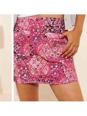 Free People Pink Mosaic Print Mini Skirt